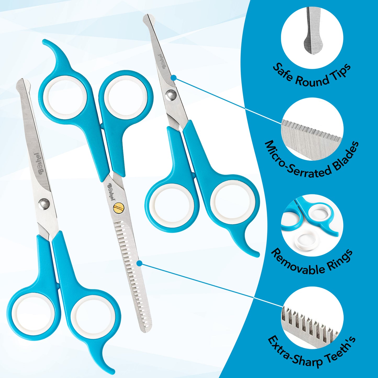 Dog Grooming Scissors 3 Pack Set