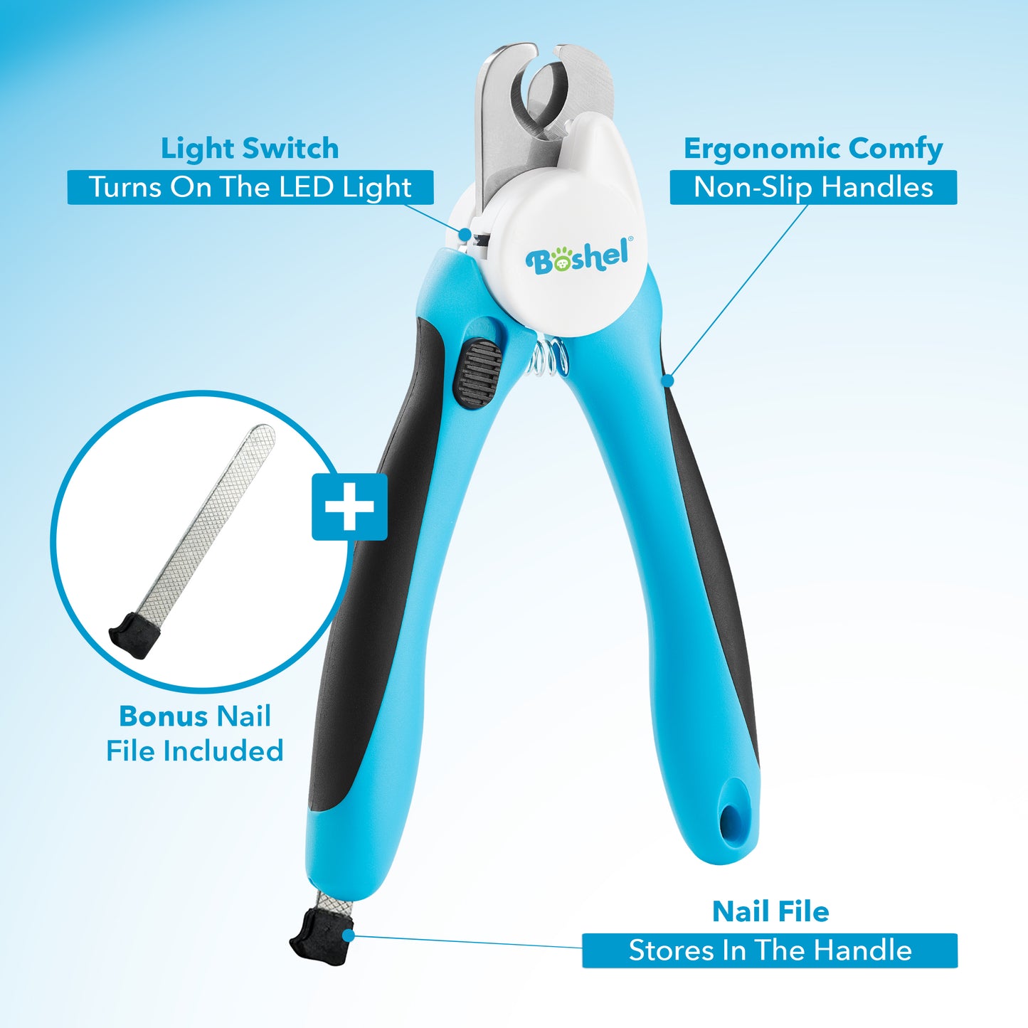 Dog LED Nail Clippers With Small Nail File